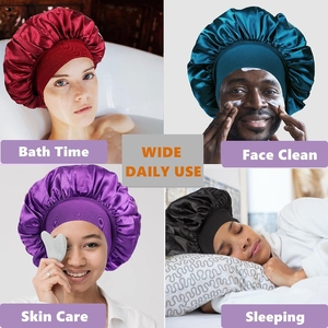 Nouveau Bonnet de Nuit Personnalisable pour Femme, Grande Taille, en Soie Douce et Élégante, Couleur Unie, Bonnet de Douche Élastique - Product Image 6