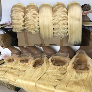 Peluca de Cabello Humano Virgen Liso Largo Transparente HD 360 con Encaje Frontal sin Pegamento para Venta al por Mayor, Rubia - Product Image 4