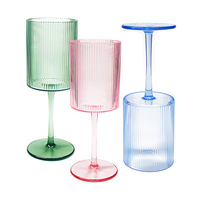Gobelet en plastique coloré à rayures verticales, réutilisable, avec pied, pour fête, mariage