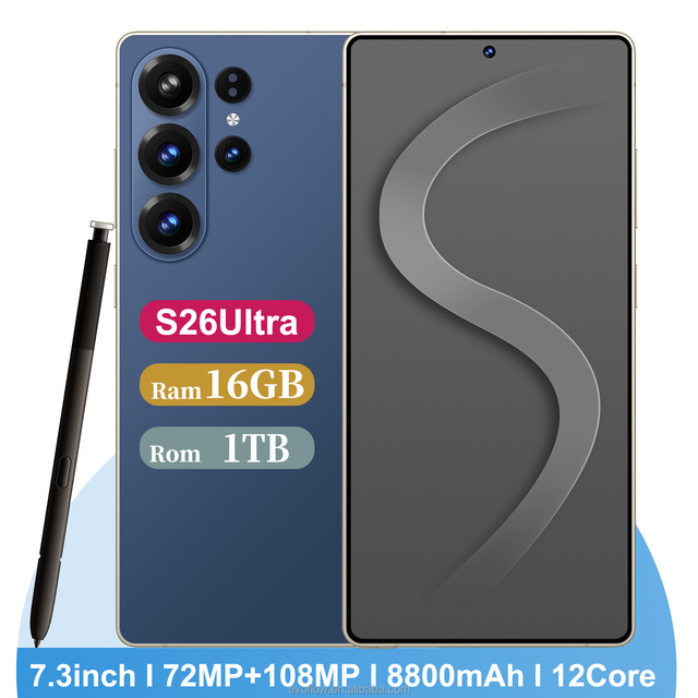 2026 New Original S26 Ultra Smartphones 5G Dual SIM Mobile Phone 16GB+1TB 100W Quick Charge HD Android 15 Decacore 108MP Face