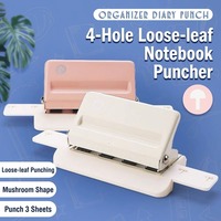 Perforatrice K-triYo de haute qualité rose et blanche à motif champignon, perforation 4 trous pour formats A7/A6/A5/A4/A3