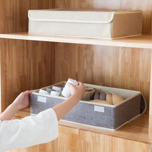 Ensemble de boîtes de rangement pour sous-vêtements <span class=keywords><strong>YOUNA</strong></span>, tissu non tissé, pliable, fait à la main, 46x31x12cm, boîte de rangement à quatre tiroirs pour la chambre à coucher, grille - Product Image 3