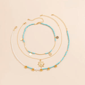 2023 חדש הגעה תכשיטים אורז פרל נצנצים ציצית חמניות תליון בציר צווארון קולר היפ הופ פנינת זהב שרשרת - Product Image 4