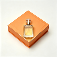 Coffret cadeau de parfum orange écologique de luxe, emballage personnalisé, boîte de rangement cosmétique, flacon de parfum carré en papier, logo personnalisé