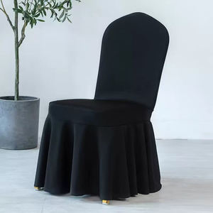 ปลอกหุ้มเก้าอี้ผ้าสกูบาสีดำหนา ยืดหยุ่น พร้อมกระโปรง สำหรับงานเลี้ยงโรงแรม-นำกลับมาใช้ใหม่ได้และซักได้ ดีไซน์ทันสมัย - Product Image 2