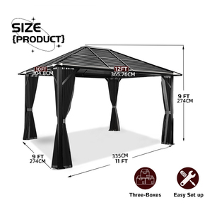 Kim loại Patio đồ nội thất ngoài trời duy nhất mái tán nhôm dù để che nắng vườn hardtop gazebo với rèm và muỗi lưới - Product Image 2