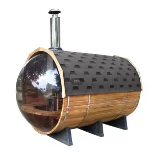 Casa de sauna de cedro de vapor húmedo con vista panorámica Sala de sauna al aire libre Estufa eléctrica/de leña
