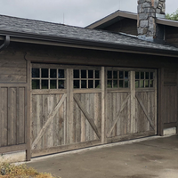 Puerta de Garaje Clásica Americana de Madera Sólida, Puerta Batiente de Aluminio y Caoba Personalizada con Ventanas