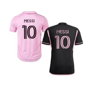 Custom Printed Name And Number 2023 Thai quality Men's soccer jerseys 10# messi Pink Jersey black Jersey for men