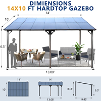 10 x 14 Fuß Wandmontierte Pergola Metall-Markise mit Dach für Terrasse, Deck und Garten