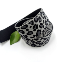 Bandeau de sport respirant en nylon jacquard sergé élastique noir de 40 mm avec motif léopard pour textiles de maison et sacs