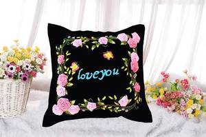 Cover with Floral Pattern Embroidered Throw <b>Pillow</b> DIY Handmade Embroidery Kit Canvas Cross Stitch Square Shape XIXI Brand - Product Image 6