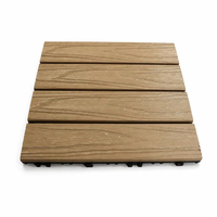 Plancher extérieur en WPC couleur teck moderne pour parc et cour, auto-assemblable, étanche, avec système de fixation par emboîtement