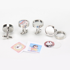 セルフアッセンブルシルバー真鍮カフスリンク面白い漫画カスタムカフス写真付き - Product Image 1