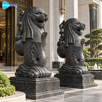 Sculpture classique de lion gardien en marbre, paire de chiens Foo sculptés à la main en pierre, statues d'entrée durables pour villa, jardin, cour