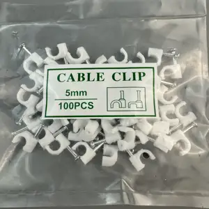 Hot Sale Round Cable Staple Clip With Steel Nail Plastic Electrical Wire Cable Wire Clip