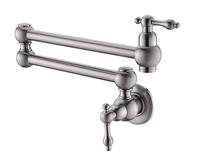888002 Robinet de cuisine mural de luxe en laiton pour remplissage de casseroles, monocommande, finition brossée, thermostatique, rotation latérale