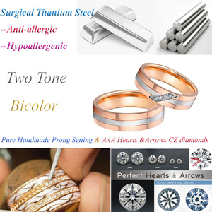 Anillos de Compromiso de Dos Tonos de 6 mm, Anillos de Boda para Parejas, Hombres y Mujeres, Chapados en <span class=keywords><strong>Oro</strong></span> <span class=keywords><strong>Rosa</strong></span> de 24K, Acero Inoxidable 316L, Alianzas de Joyería - Product Image 4