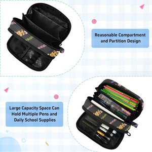 Estuche Escolar Impermeable con Diseño Personalizado de Flores de Puakenikeni Hawaianas Negras, Organizador de Artículos Escolares para Niñas - Product Image 5