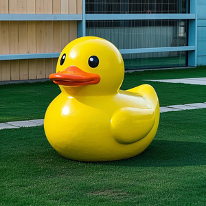 Fibre de verre grand artisanat jaune canard Sculpture porte centre commercial belle poupée personnage repère 3D dessin animé Street Art Statue - Product Image 2