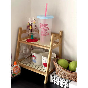 Étagère de rangement double couche en bois, 27x18.5x29cm, pour vaisselle, salon, type rectangulaire, multifonctionnel - Product Image 5