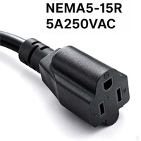 Enchufe de Corriente Alterna NEMA 5-15 de 15 Amperios y 250 Voltios con Conductor de Cobre, Cable de Entrada de Energía de PVC, Receptáculo Universal para Carrito de Golf