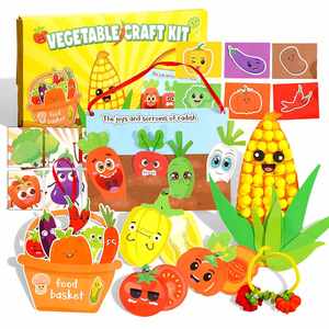Kit d'activités créatives multifonctionnel pour enfants : Panier alimentaire DIY, thème légumes, cadeaux d'artisanat, kit d'artisanat fabuleux - Product Image 1