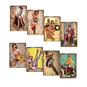 Pinup Poster Sexy Girl Lady Retro Plaque Metal Tin Sign Pin Up Cafe Decoration Pub Wall Plate Bar Salon Restaurant Home Decor
