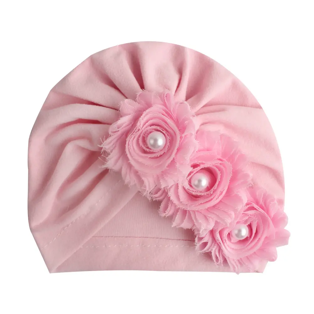 New Arrival Baby Flower Baby Turban Europe and the United States kids head scarves headgear for children in 2020 with pearl