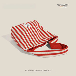 批发女式肩包-工作和大学用条纹可逆手提包 | 2024时尚帆布购物袋 - Product Image 4