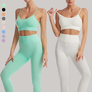Soutien-gorge sexy sans couture personnalisé OEM vêtements de sport 2 pièces ensembles de yoga dos nu ensembles d'entraînement à fort impact pour les femmes <span class=keywords><strong>ensemble</strong></span> de gymnastique de haute qualité pour les femmes - Product Image 1