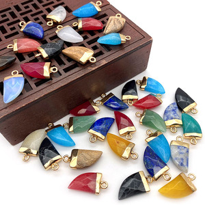 Ciondoli <span class=keywords><strong>e</strong></span> Charms in Pietra Naturale Sfaccettata Rosa, Rossa, Blu, Verde, Ciondolo in Agata per Creazione di Gioielli, 10x20mm - Product Image 1