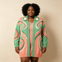 Fabricant de vêtements sur mesure, tricot de haute qualité, broderie, perles métalliques de qualité supérieure, cardigan, manteau, robe courte pour femmes
