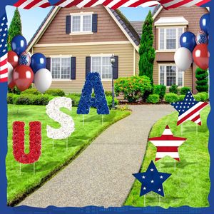 Letrero Patriótico para Jardín con Diseño de Estrella de Cinco Puntas y Rosa, Bandera de Estados Unidos para el Día de la Independencia, Superventas - Product Image 3