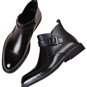 Chaussures Oxford Richelieu à boucle pour hommes, en cuir véritable, de haute qualité, pour affaires, mariage et marié, antidérapantes - Product Image 2