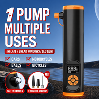 Pompe à air ABS pour voiture, affichage numérique, électrique, sans fil, multifonction, marteau de sécurité, éclairage LED, gonfleur de pneus portable