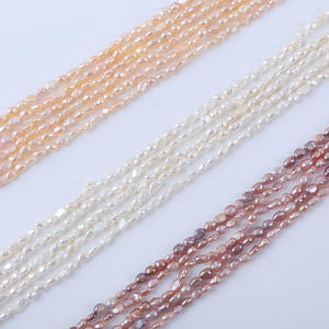 Promotion : Chaînes de perles d'eau douce et naturelles violettes de 3-4 mm, semi-finies, pour la fabrication de bijoux DIY, vente en gros - Product Image 1