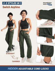 Pantalones Cargo de Senderismo para Mujer, con Cordón Ajustable, Cintura Alta, Pierna Ancha, Resistentes al Agua, Ligeros, Elásticos, Casuales, para Trabajo y Aire Libre - Product Image 3