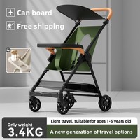 Poussette bébé portable, adaptée aux avions, pliable d'une seule main, compacte, avec auvent pare-soleil réglable
