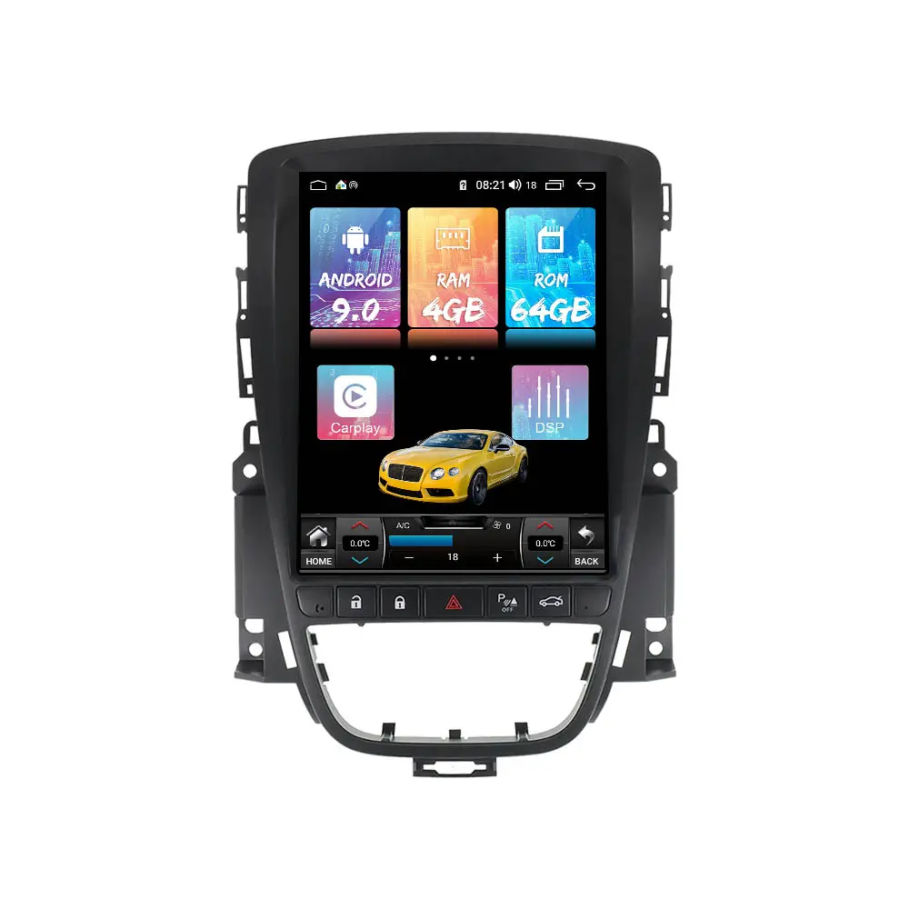 OPEL Astra J 2010 için + Android 9.0 Tesla tarzı araba GPS navigasyon başkanı ünitesi hiçbir DVD teyp multimedya oynatıcı otomatik stereo