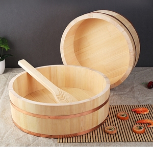 Grand seau en bois écologique pour mélange de riz à sushi Pot en pierre de restaurant japonais inspiré <span class=keywords><strong>Hangiri</strong></span> Oksunwood pour Bibimbap - Product Image 4