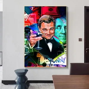Classic Movie Poster Wolf of Wall Street Graffiti Canvas Painting Prints Money Motivational Wall Art Picture Living Room Decor