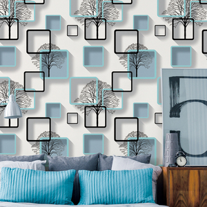 Hotel Engineering 3D <strong>Wallpaper</strong> Bedroom Living Room Vinyl <strong>Wallpaper</strong> TV Background Wall <strong>Checkered</strong> Abstract square <strong>Wallpaper</strong> - Product Image 1