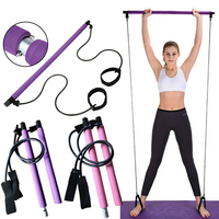 Bâton de Yoga Portable Multifonctionnel à la Maison avec Kit de Barre de Pilates de Résistance-Construction en Acier et ABS EVA & TPE Grip