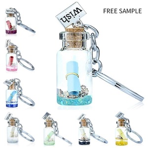 Wholesale Factory Custom Hot-Selling Lightweight Waterproof Wishing Bottle Pendant Glass Key Chain Ocean Series Floating Gift
