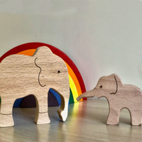 Jouets en bois d'animaux de la savane, animaux en bois faits à la main pour les tout-petits, jouets pour enfants, lion en bois, girafe, rhinocéros, 2 éléphants, zèbre