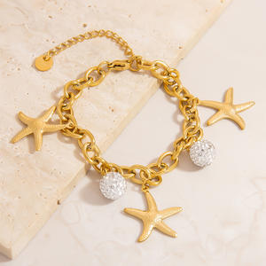 Fashion Charm <b>Bracelet</b> Gold Color Starfish <b>Shell</b> Pendant Women's Jewelry Gift - Product Image 2
