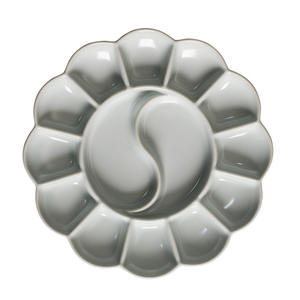 Bandeja de Cerámica para Estudiantes de Tai Chi, para Mezclar Tinta China con Diseño de Flor de Ciruelo, Paletas Kiln-Brother - Product Image 1