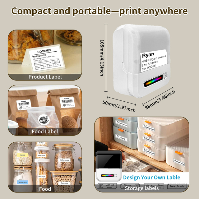Bestselling Global Thermal Printer with Type-C Label Printer for Supports Printing of Documents, Stickers, and Web Pages