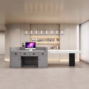 Bancone Reception per Hotel, Aziende, Club, Uffici, Negozi di Abbigliamento, Saloni di Bellezza, Bar, Cassa, Bancone per Verniciatura Personalizzato - Product Image 5